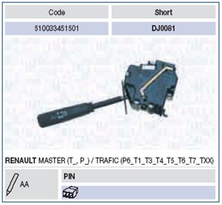 Original 510033451501 MAGNETI MARELLI Indicator switch RENAULT
