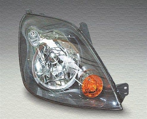 MAGNETI MARELLI 710301224306 Headlight Right, PY21W, H4, W5W, Halogen, with indicator, for right-hand traffic, without bulbs, with motor for headlamp levelling
