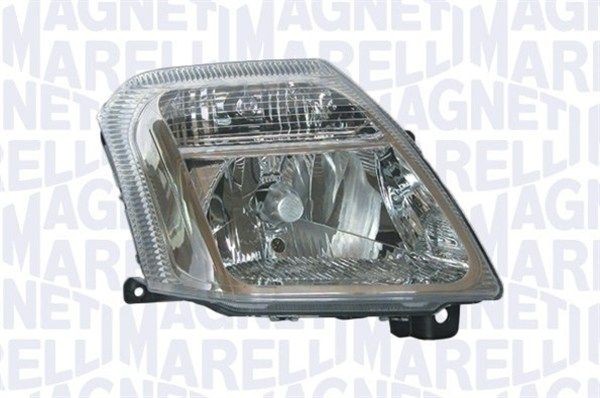 MAGNETI MARELLI 712419901129 Headlight Left, H4, Halogen, for right-hand traffic, without bulbs, with motor for headlamp levelling
