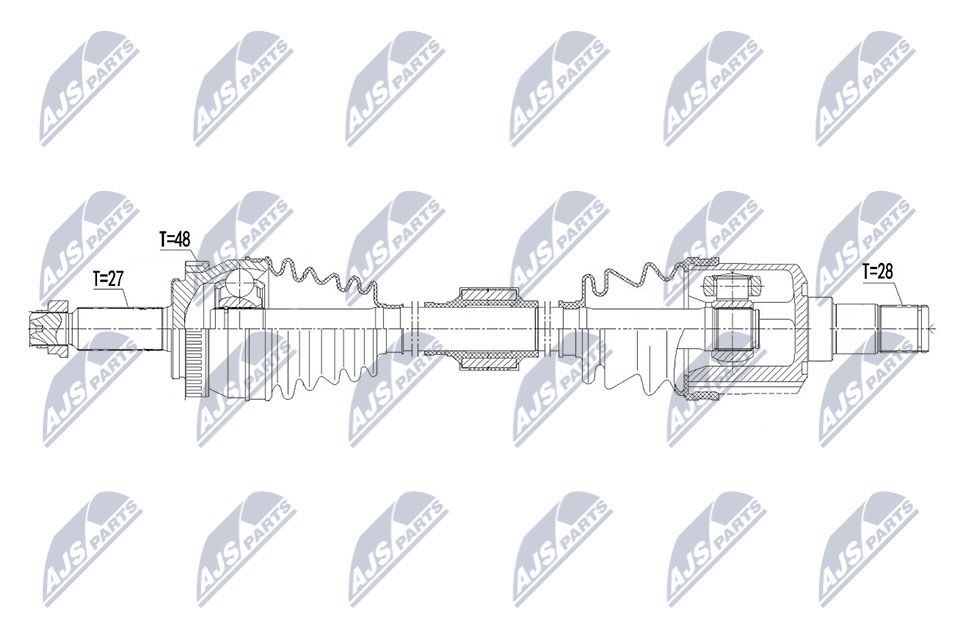 NTY NPW-HY-571 Drive shaft Front Axle Right, 988mm, 88mm