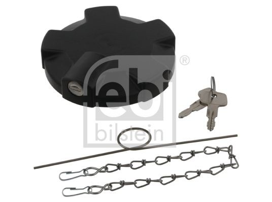 06286 FEBI BILSTEIN Gas tank VOLVO 90,5, 80 mm, Lockable, with key, with lock, black, with seal