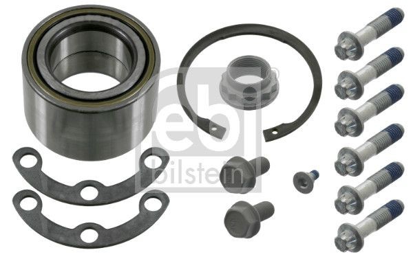 FEBI BILSTEIN 07931 Wheel bearing & wheel bearing kit Rear Axle Left, Rear Axle Right, with axle nut, with bolts/screws, with retaining ring, 84 mm, Angular Ball Bearing