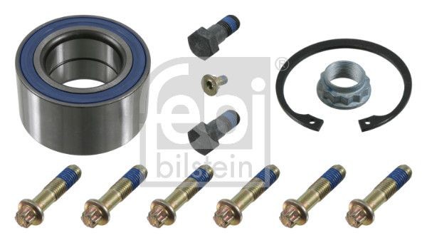 FEBI BILSTEIN 08221 Wheel bearing kit Rear Axle Left, Rear Axle Right, with axle nut, with bolts/screws, with retaining ring, 88 mm, Angular Ball Bearing