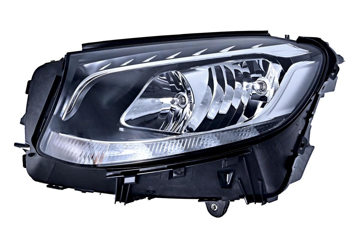 HELLA 1EG 354 877-011 Headlight Left, LED, H7, W5W, PY21W, WY5W, with hybrid technology, 12V, with high beam, with low beam, with daytime running light (LED), with position light, with indicator, for right-hand traffic, without control unit, with bulbs