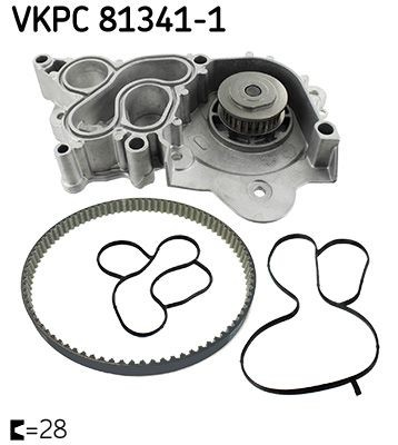 SKF VKPC 81341-1 Water pump and timing belt kit with gaskets/seals, Number of Teeth: 81, for tooth belt accessory drive, Plastic