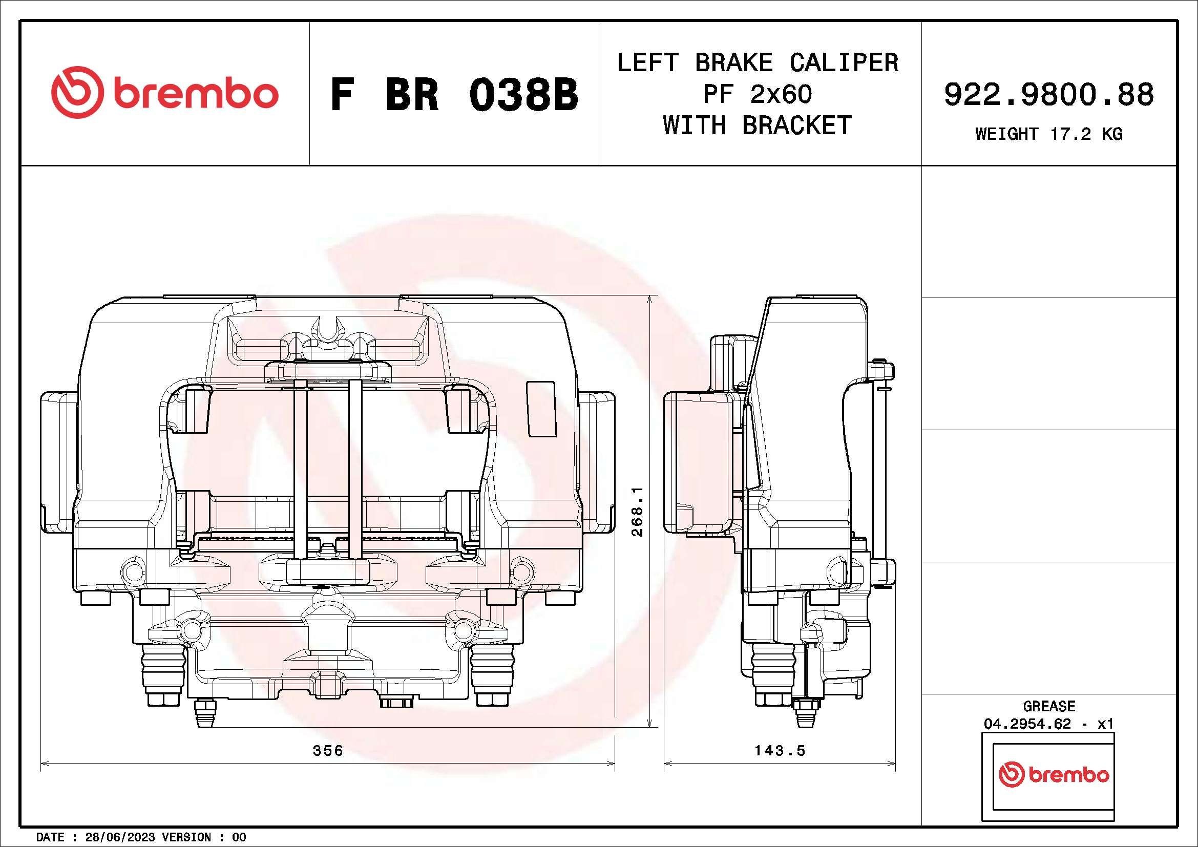 BREMBO Bremssattel F BR 038B