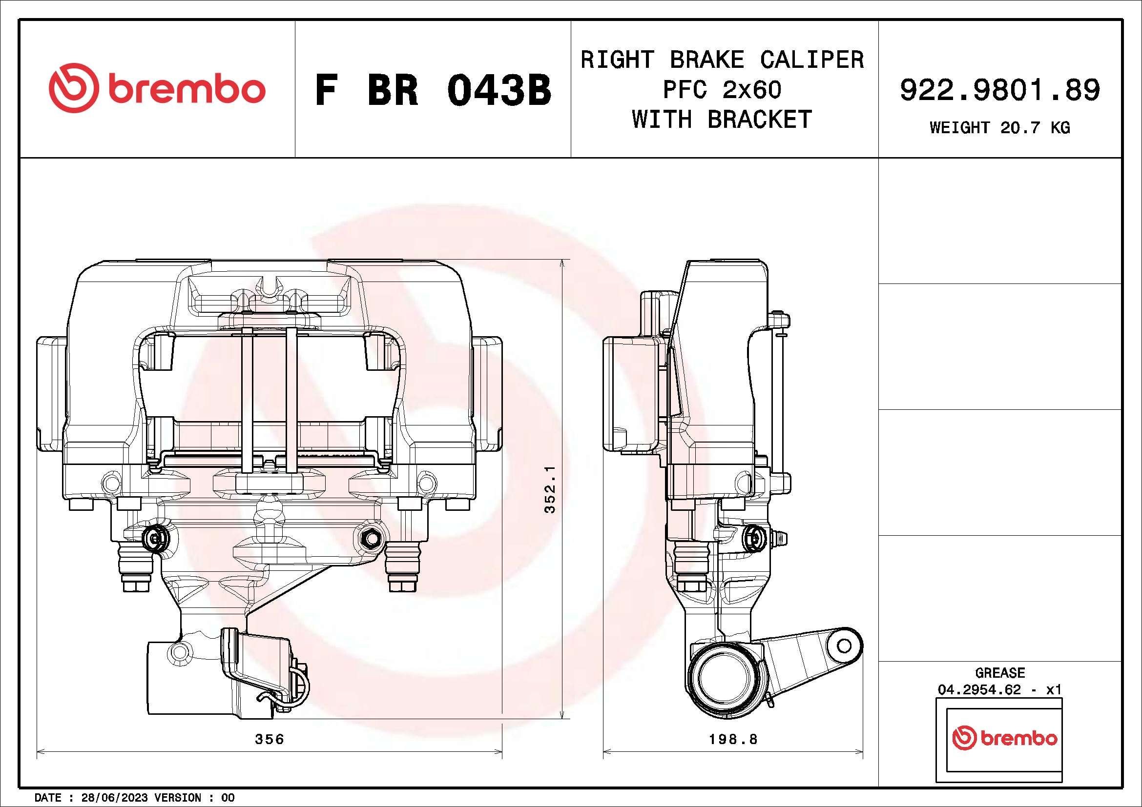 BREMBO Bremssattel F BR 043B