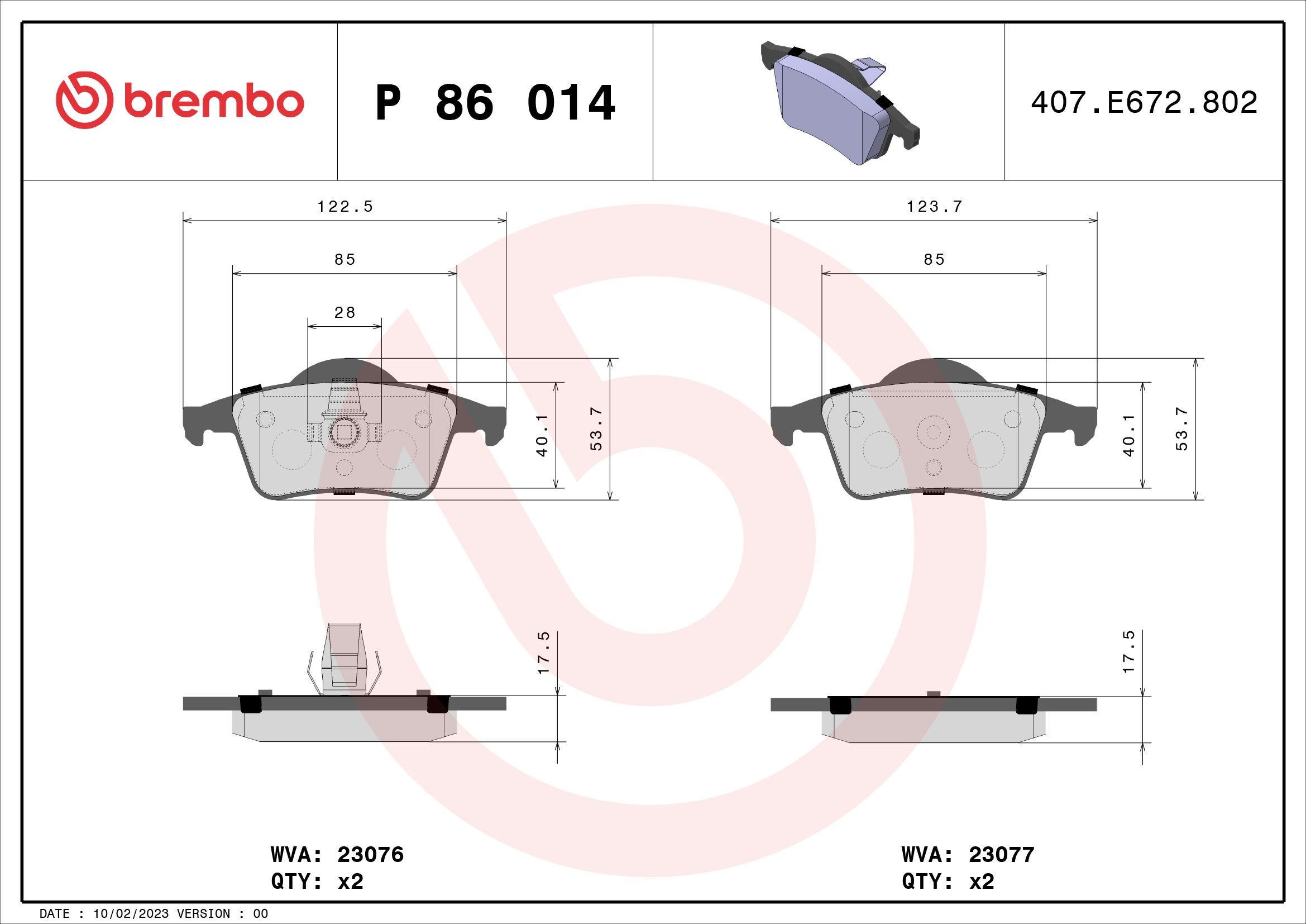 P B7 003 BREMBO Bremsbeläge RENAULT TRUCKS D-Serie