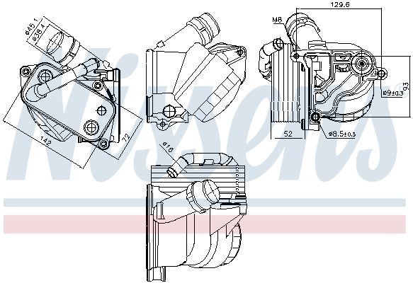 91322 Engine oil cooler 91322 NISSENS with oil filter housing, with gaskets/seals