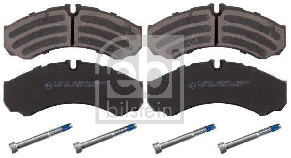 16348 FEBI BILSTEIN Brake pad set IVECO Rear Axle, prepared for wear indicator, with screw set
