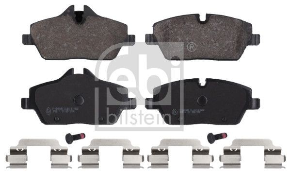 16559 Set of brake pads 16559 FEBI BILSTEIN Front Axle, prepared for wear indicator, with fastening material
