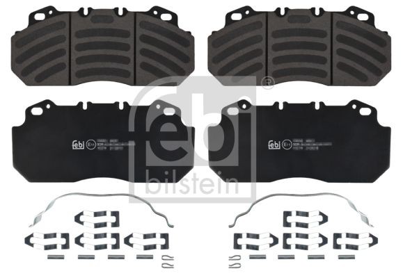 FEBI BILSTEIN 16574 Brake pad set Front Axle, prepared for wear indicator, with attachment material
