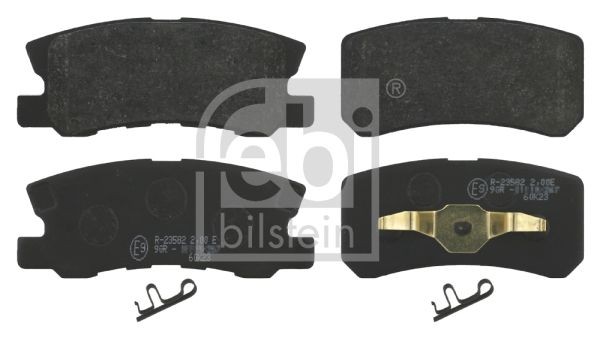16583 FEBI BILSTEIN Brake pad set PEUGEOT Rear Axle, with acoustic wear warning, with piston clip
