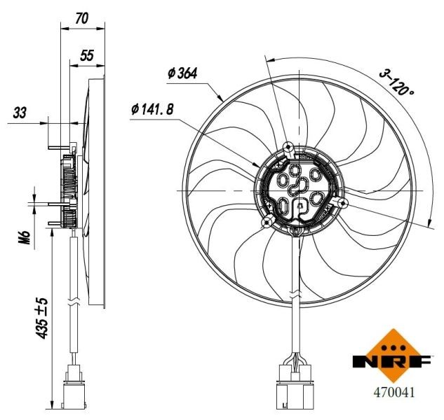 470041 NRF Cooling fan PORSCHE without radiator fan shroud, Brushless Motor