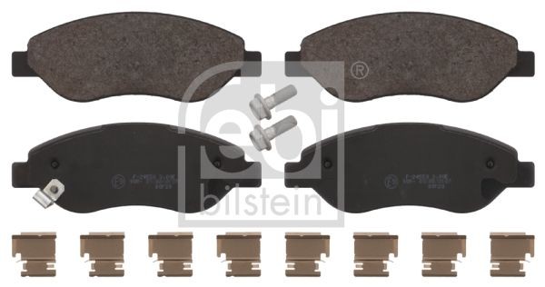 FEBI BILSTEIN 16698 Brake pad set Front Axle, with acoustic wear warning, with fastening material