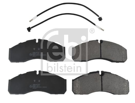 FEBI BILSTEIN 16706 Brake pad set Front Axle, incl. wear warning contact, with fastening material