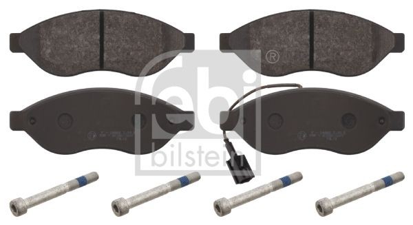 16716 Set of brake pads 16716 FEBI BILSTEIN Front Axle, incl. wear warning contact, with screw set