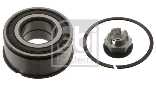 FEBI BILSTEIN 19811 Wheel bearing kit Front Axle Left, Front Axle Right, with axle nut, with integrated magnetic sensor ring, with retaining ring, with ABS sensor ring, 84 mm, Angular Ball Bearing