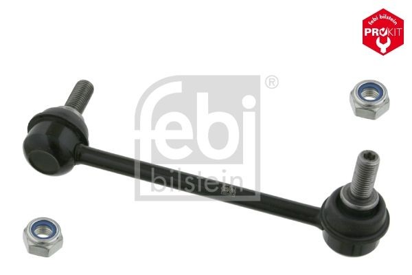 FEBI BILSTEIN 24962 Anti-roll bar link Front Axle Left, 150mm, M10 x 1,25 , Bosch-Mahle Turbo NEW, with self-locking nut, Steel , black