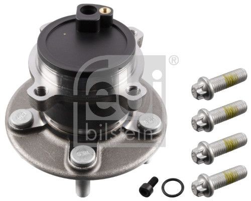 32598 FEBI BILSTEIN Wheel bearings FORD Rear Axle Left, Rear Axle Right, with attachment material, Wheel Bearing integrated into wheel hub, with integrated magnetic sensor ring, with ABS sensor ring, with fastening material, 136 mm, Angular Ball Bearing