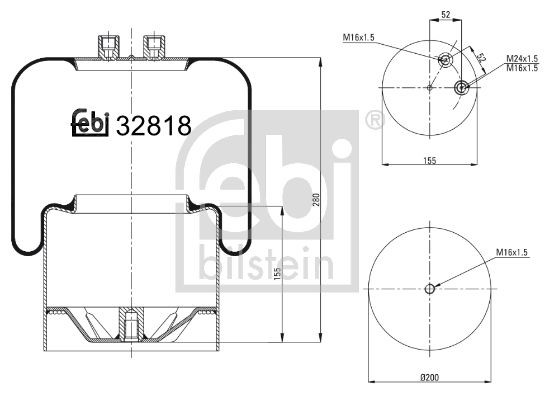 FEBI BILSTEIN 32818 Federbalg, Luftfederung für SCANIA 3 - series LKW in Original Qualität