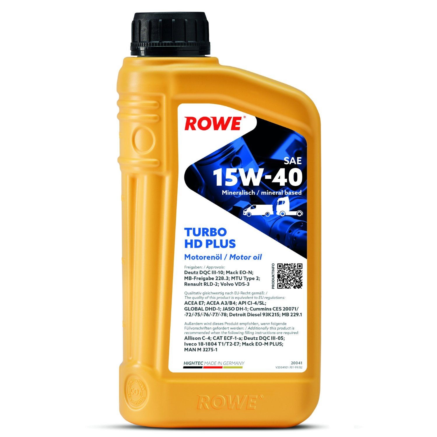 ROWE HIGHTEC TURBO HD PLUS 20041001099 Car oil MERCEDES-BENZ Vito Mixto (W639) 123 (639.601, 639.603, 639.605) 224 hp Petrol 2007