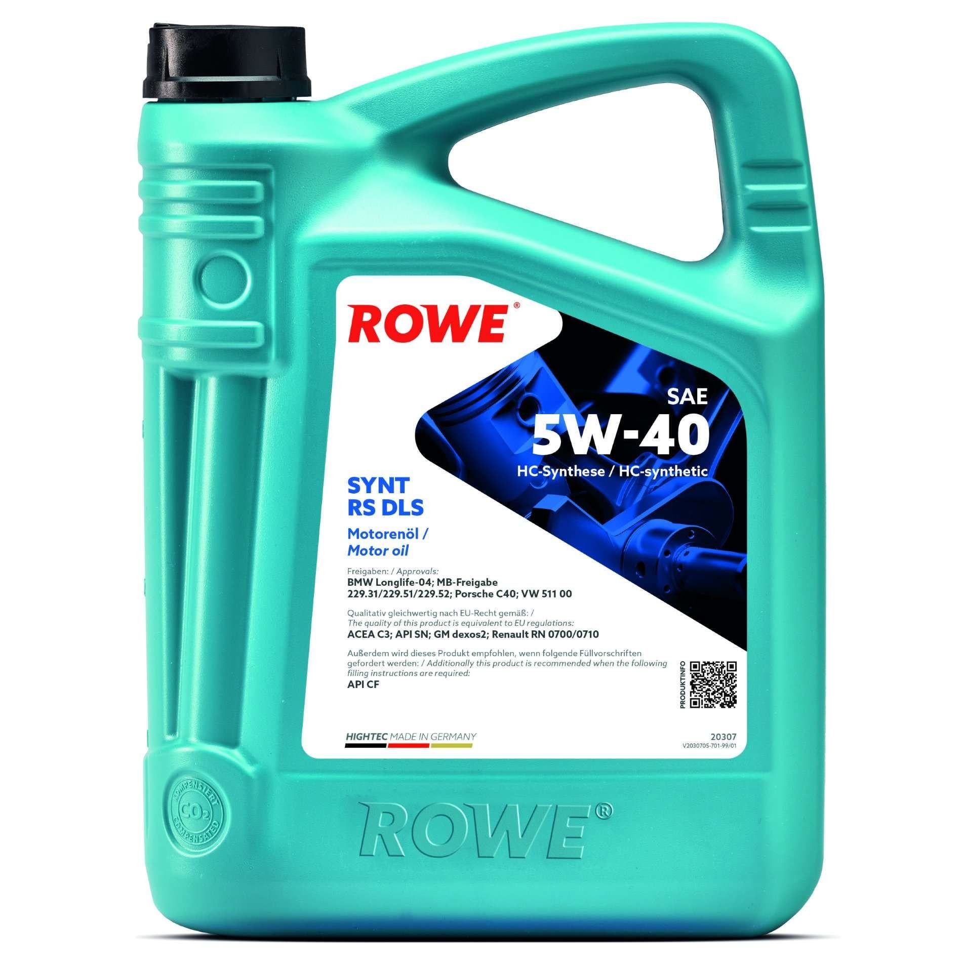 Kaufen Auto Öl ROWE 20307-0050-99 HIGHTEC, SYNT RS DLS 5W-40, 5l, HC Synthese Öl (Hydro-Cracked)