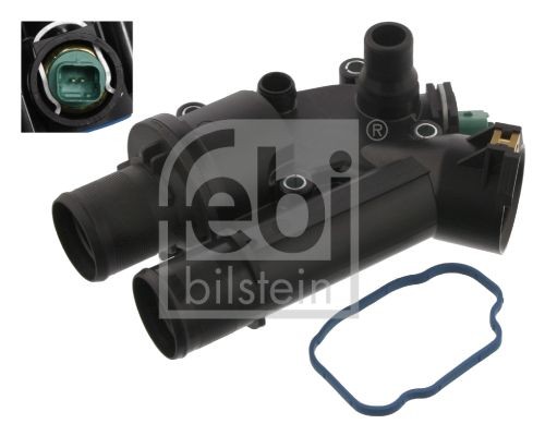 36037 FEBI BILSTEIN Coolant thermostat PEUGEOT Opening Temperature: 83°C, with seal, with Temperature Switch, Plastic, with housing