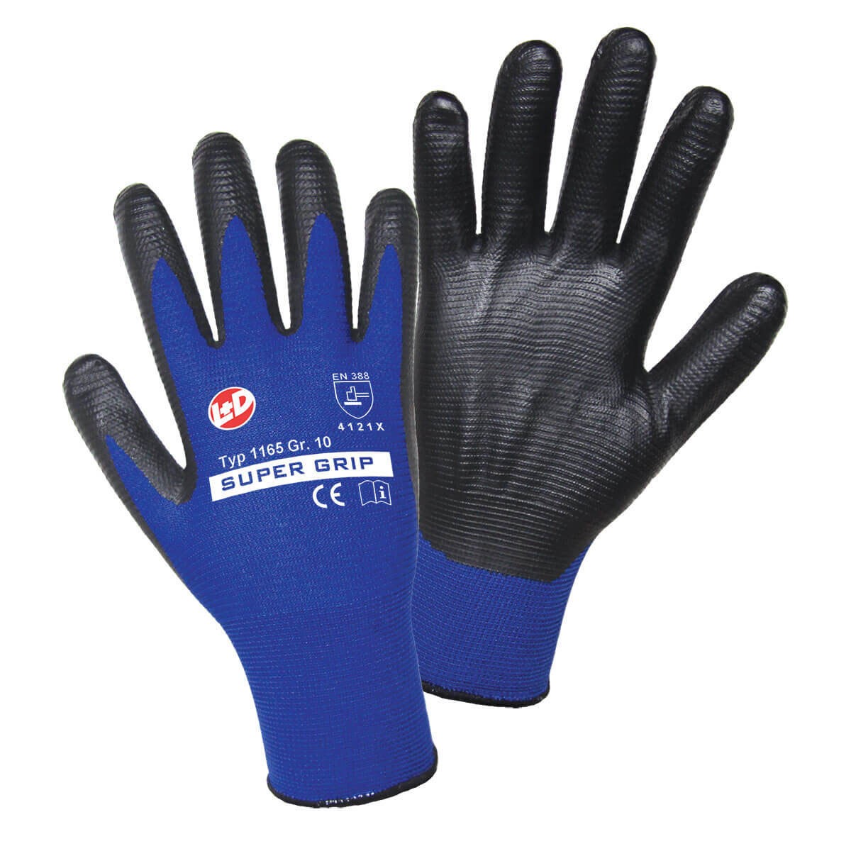 L+D SUPER GRIP 1165-8 Work gloves blue, black, Nylon