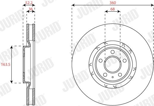 JURID Brake rotors 563455JC-1 for Porsche Macan 95B