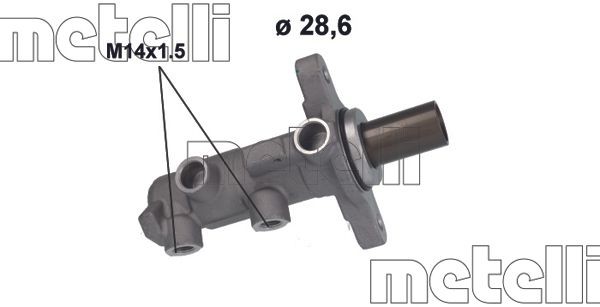 Brake master cylinder METELLI D1: 28,60 mm, Aluminium - 05-0848