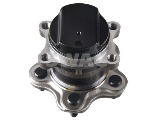 33 10 5233 SWAG Wheel bearings NISSAN Rear Axle Left, Rear Axle Right, Wheel Bearing integrated into wheel hub, with integrated magnetic sensor ring, with ABS sensor ring, with wheel hub, 84 mm, Angular Ball Bearing