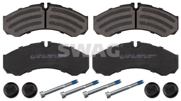 29121 SWAG Front Axle, Rear Axle, prepared for wear indicator, with fastening material Width: 66,4mm, Thickness 1: 19,5mm Brake pads 33 10 7492 buy