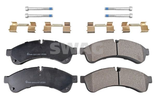 33 10 7547 SWAG Brake pad set IVECO Rear Axle, prepared for wear indicator, with fastening material