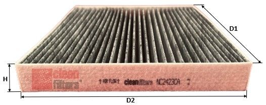 CLEAN FILTER Activated Carbon Filter, Filter Insert x 27 mm Height: 27mm Cabin filter NC2423CA buy