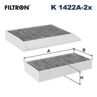 FILTRON K 1422A-2x Pollen filter Activated Carbon Filter, 254 mm x 155 mm x 40 mm