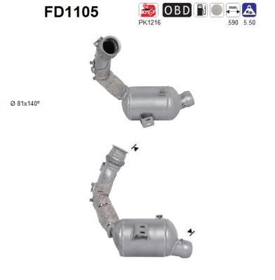 AS FD1105 Original MERCEDES-BENZ E-Klasse 2020 DPF-Filter Euro 5, Cordierit