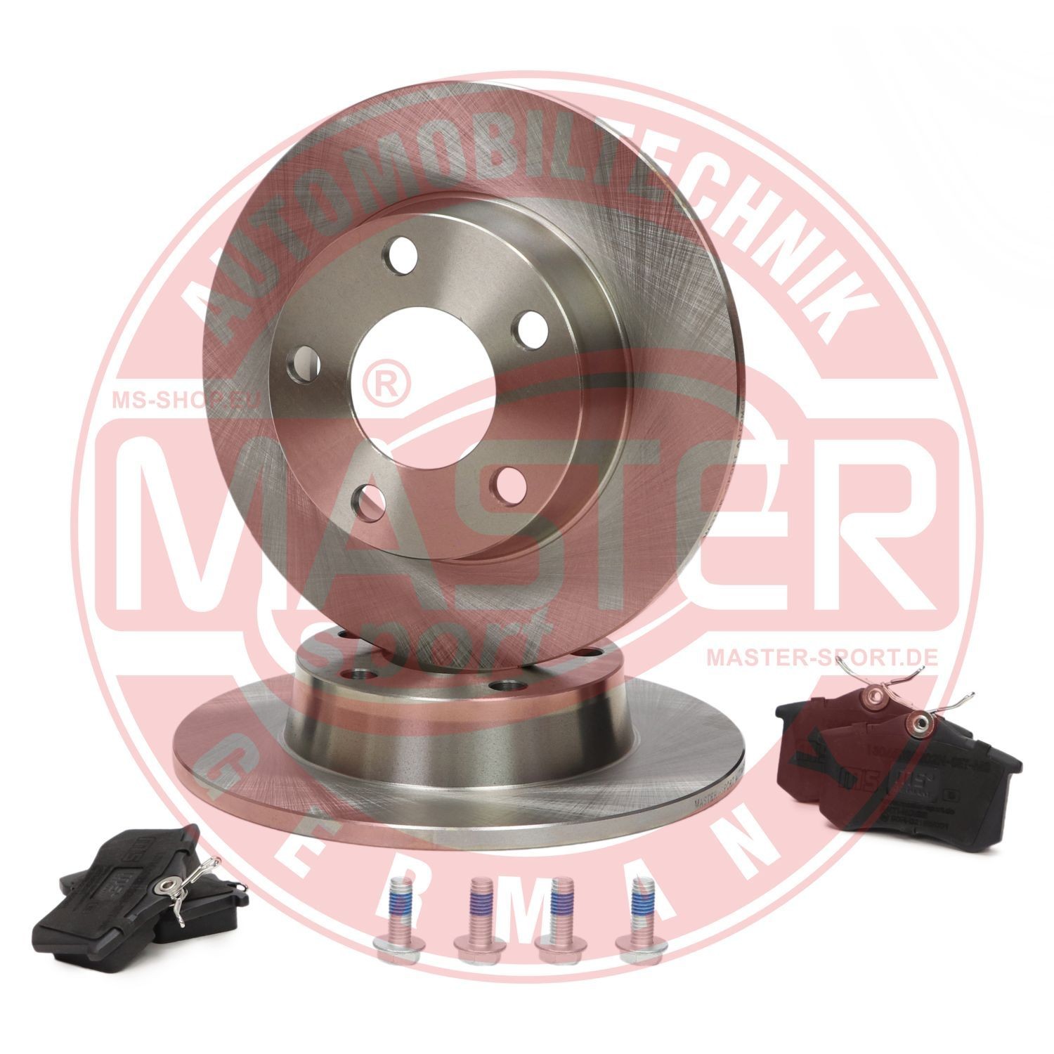 MASTER-SPORT Rear Axle, solid Ø: 255mm, Brake Disc Thickness: 10mm Brake discs and pads 201002600 buy