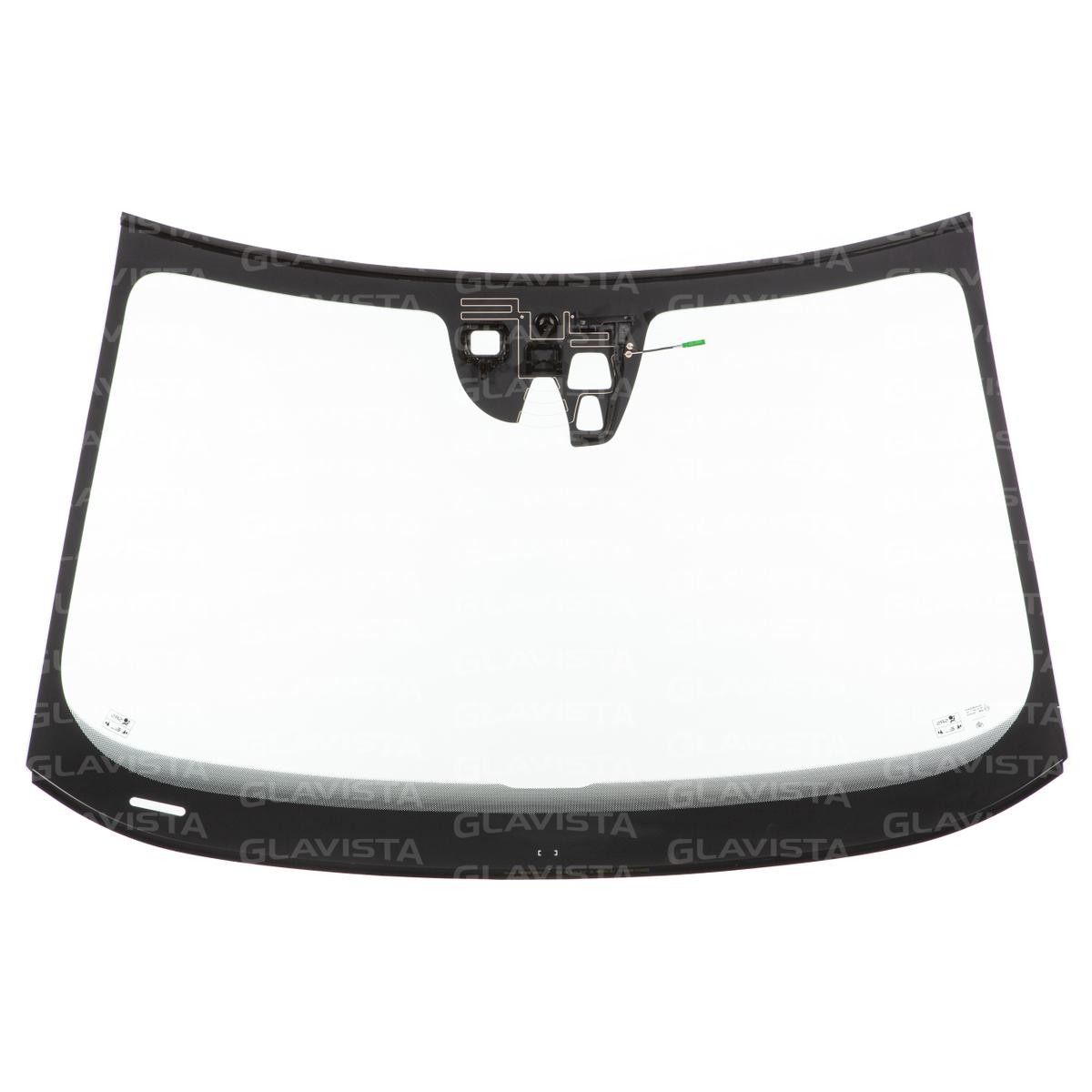 GLAVISTA Acoustic Glass (noise reduction), with mirror holder, with rain sensor arrangement, with light sensor arrangement, with camera (emergency brake assist), with sight window for vehicle identification number (VIN), with camera mount, green Windshield 101291 buy