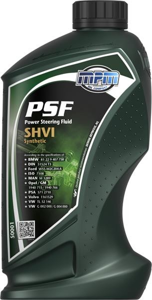 MPM PSF SHVI synthetic 50001 Stūres pastiprinātāja eļļa DIN 51524 T3, ISO 7308, VW TL 52 146, Tilpums: 1l