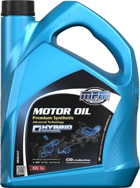 Car oil MPM 0W-16, 5l, Synthetic, Synthetic Oil longlife 08005AT