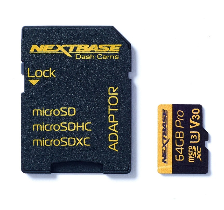 NEXTBASE NBDVRS2SD64GBU3 In-car cameras SMART CITY-COUPE (450) Memory capacity: 64GB, microSD, U3 Ultra High Speed, Up to 100 MB/s read, 60 MB/s write