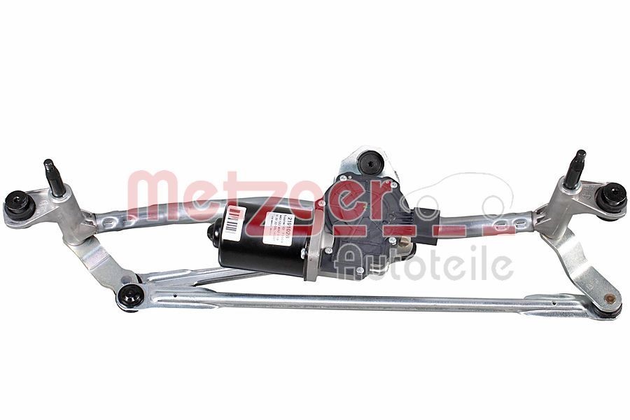 2191028 METZGER Windscreen wiper linkage SKODA for left-hand drive vehicles, Front, with electric motor