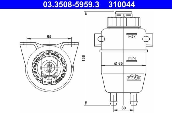 310044 ATE 03.3508-5959.3 Bremsflüssigkeitsbehälter mit Warneinrichtung ▷  AUTODOC Preis und Erfahrung
