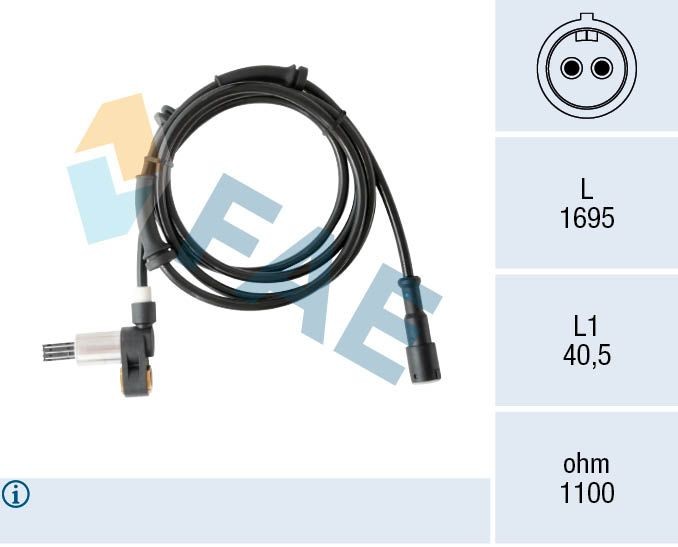 FAE 78557 ABS sensor Inductive Sensor, 2-pin connector, 1695mm