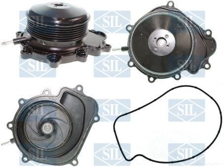 Saleri SIL PA1525V Water pump with V-ribbed belt pulley, with gaskets/seals, switchable water pump, Mechanical, Plastic, single-part housing