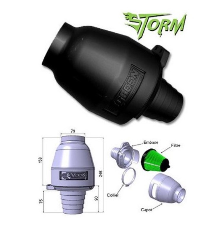 GREEN Storm STSMN VESPA Skootterit Sport ilmasuodatin 65/70/75/80/85mm