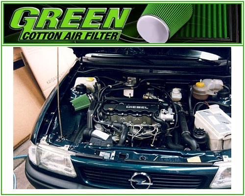 GREEN Sports air filter diesel and petrol Opel Astra g f48 new P101