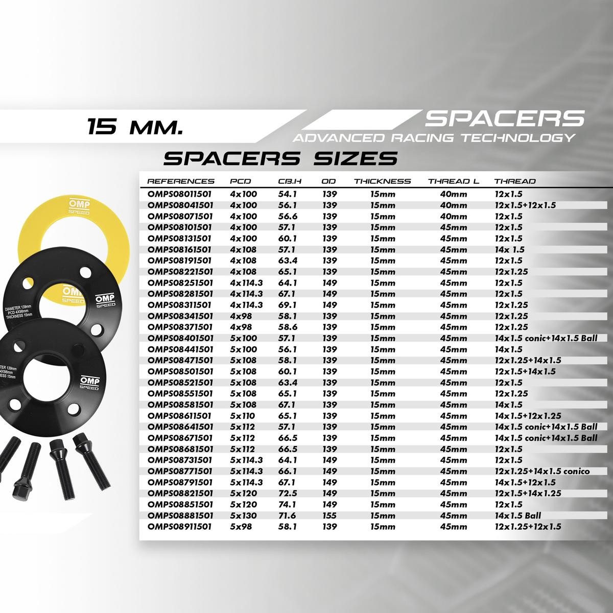 OEM-quality OMP OMPS08641501 Hub centric wheel spacers