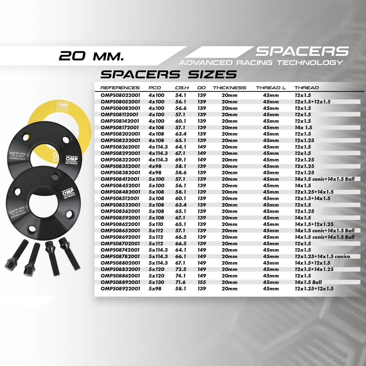 OEM-quality OMP OMPS08742001 Hub centric wheel spacers